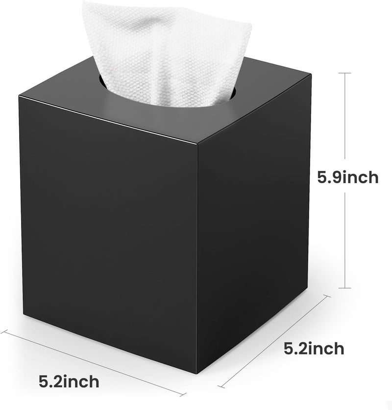Chintu Tissue Box Cover, Square Modern Facial Acrylic Tissue Holder Napkin Dispenser Accessories for Bathroom Vanity Countertop,Bedroom Dresser,Night Stand,Desk,Office (Black) - Image 3